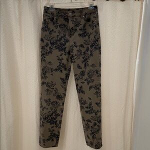Gloria Vanderbilt Taupe Skinny Jeans with Subtle Navy Print